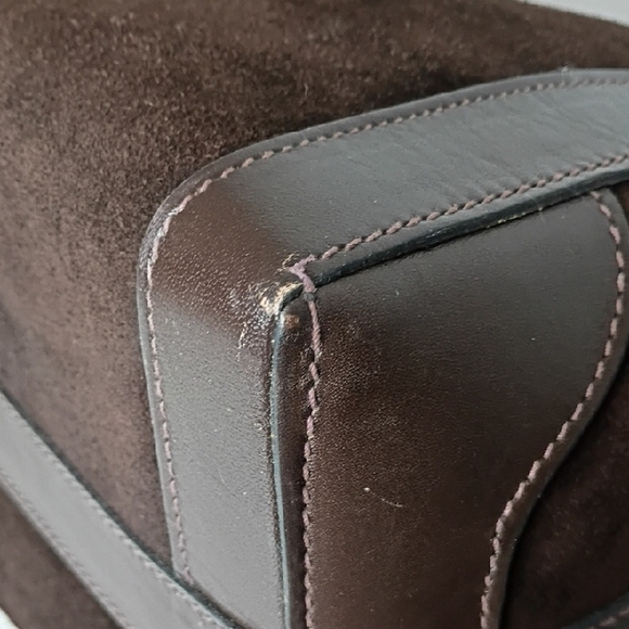 Vintage Gucci Brown Suede Boston Bag with Leather Trim – Gorgeous Condition 60s - Picture 11 of 17